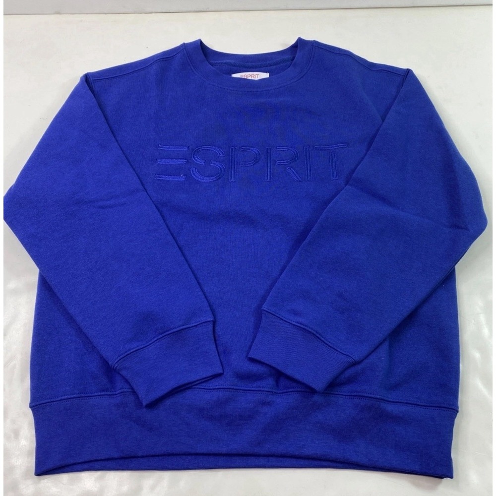 Esprit Womens Blue Logo Crewneck Sweatshirt Viral 80s Costco Size Small
